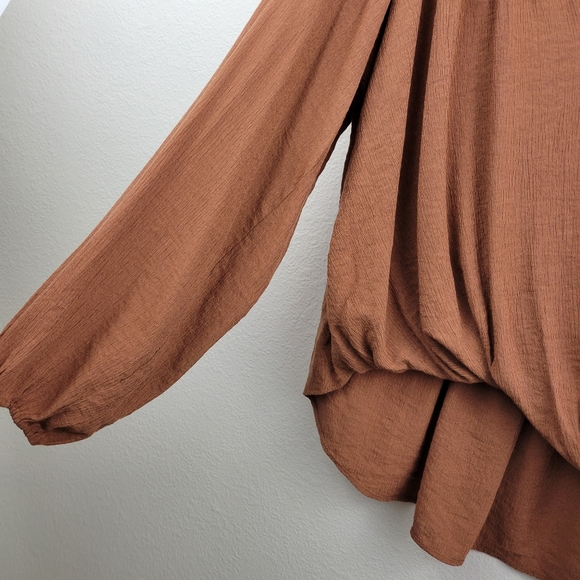 Free People Brown Long Sleeve Textured Top - Picture 5 of 12